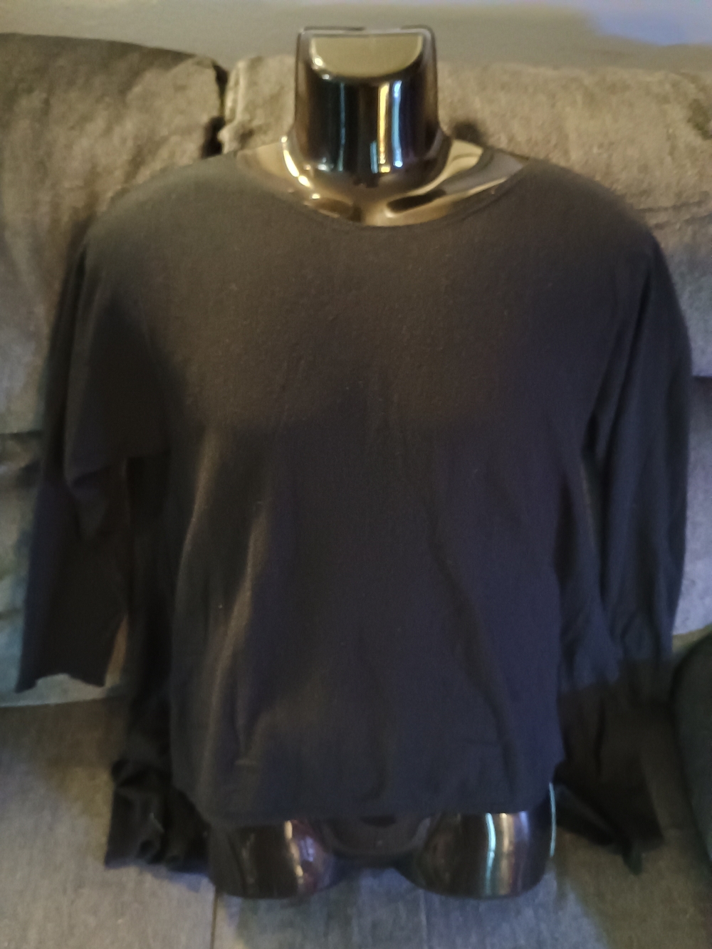 Eileen Fisher XL Black 100% Merino Wool Long Sleeve Crewneck Sweater Top
